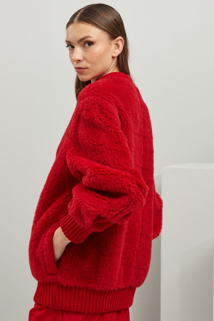 Felpa effetto peluche - ROSSO - Fashion Market - 4