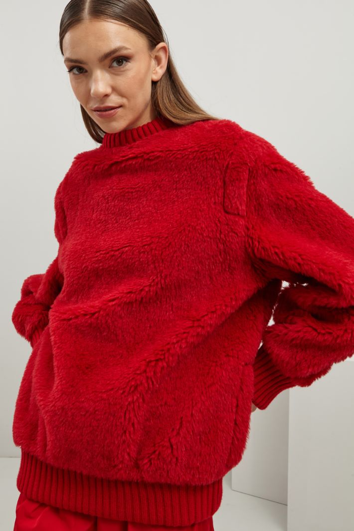 Felpa effetto peluche - ROSSO - Fashion Market - 2