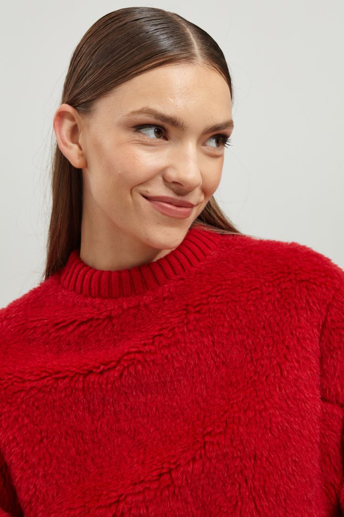 Felpa effetto peluche - ROSSO - Fashion Market - 3