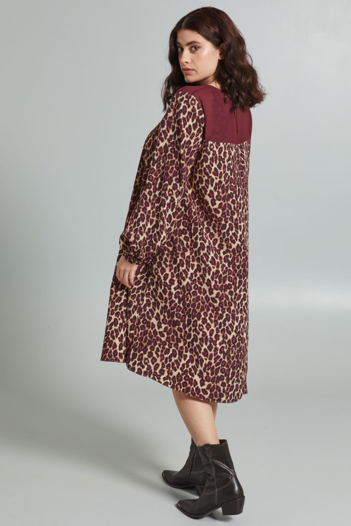 Abito con maniche a palloncino - BEIGE MARRONE BORDEAUX - Fashion Market - 4