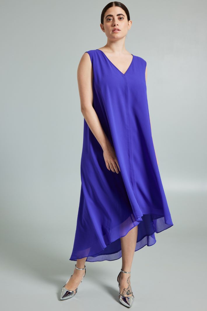 Abito asimmetrico in georgette - VIOLA - Fashion Market - 2