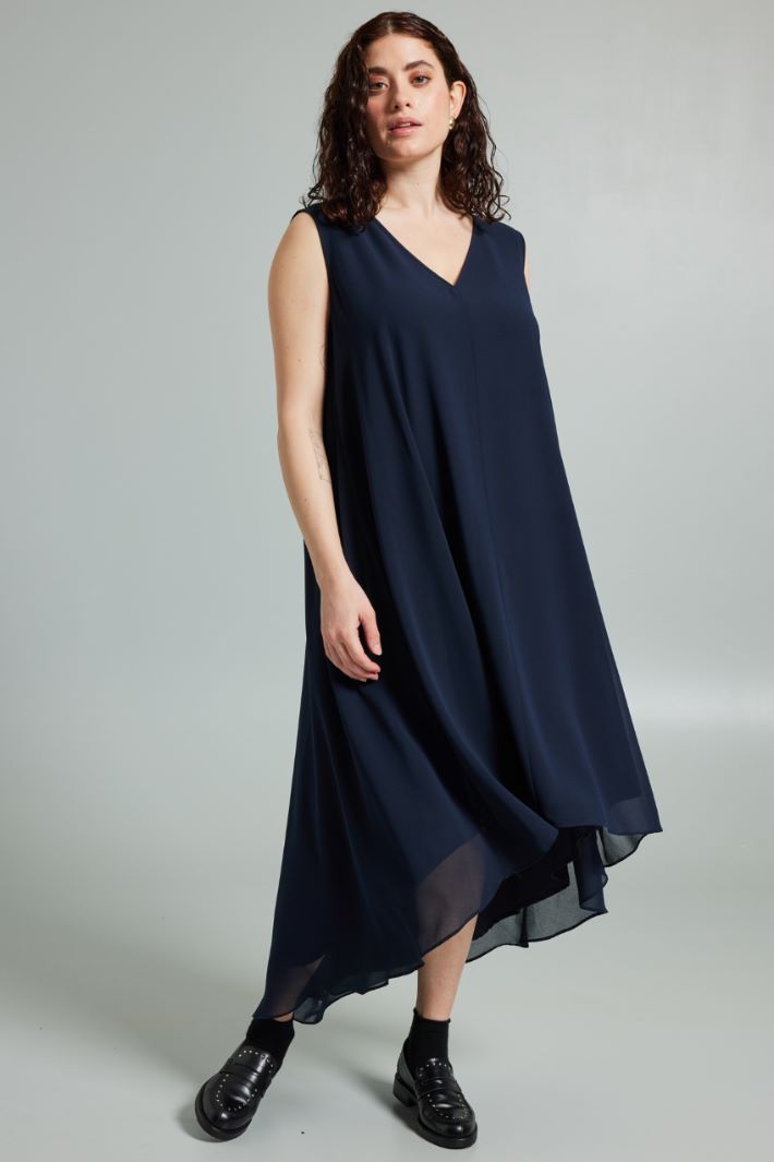 Abito asimmetrico in georgette - BLU NOTTE - Fashion Market