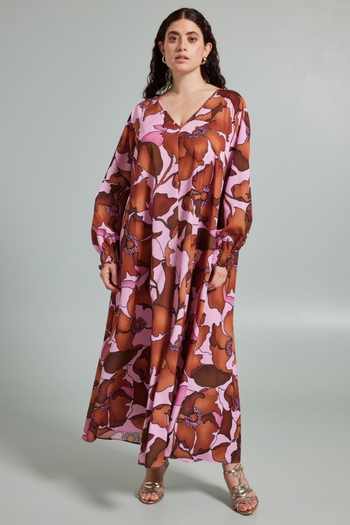Abito lungo stampato - ROSA TERRACOTTA - Fashion Market