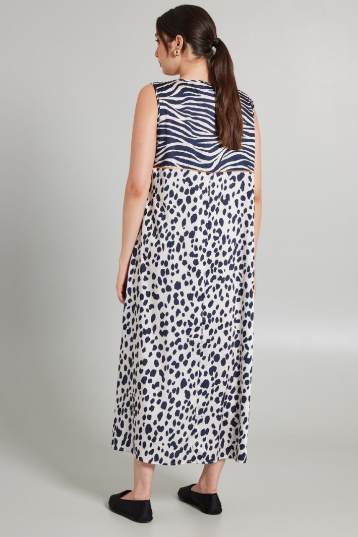 Abito in twill stampato - BLU NOTTE BIANCO - Fashion Market - 4
