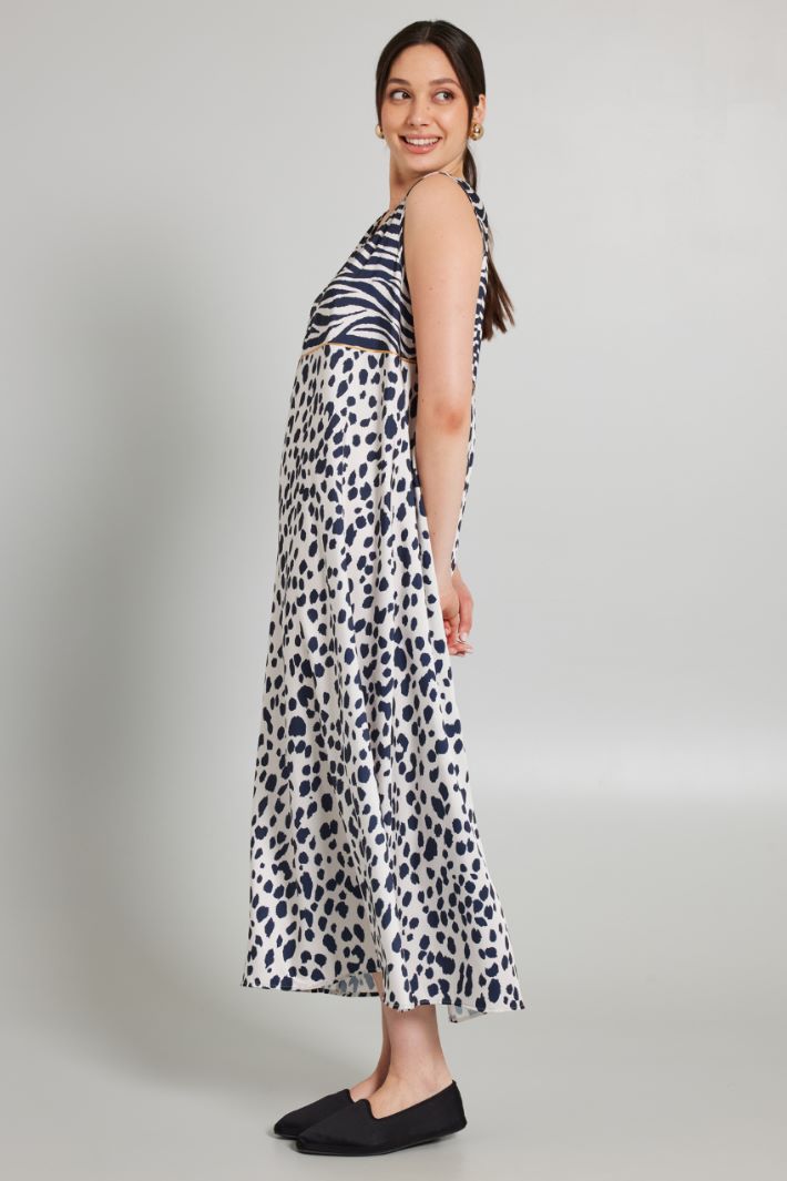 Abito in twill stampato - BLU NOTTE BIANCO - Fashion Market - 2