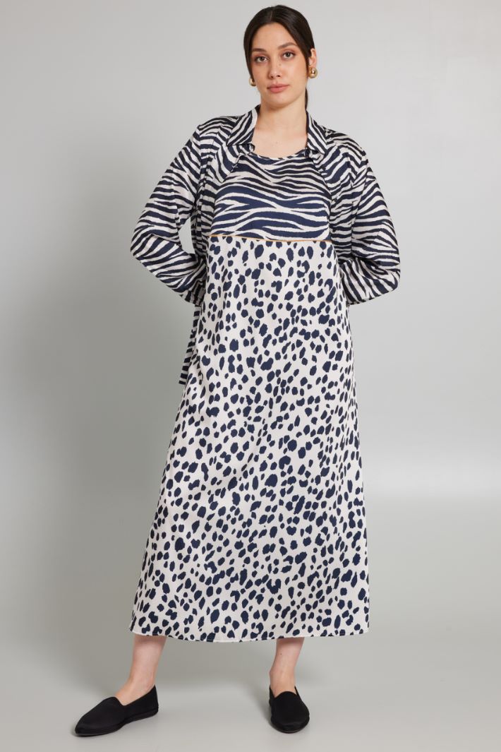 Abito in twill stampato - BLU NOTTE BIANCO - Fashion Market