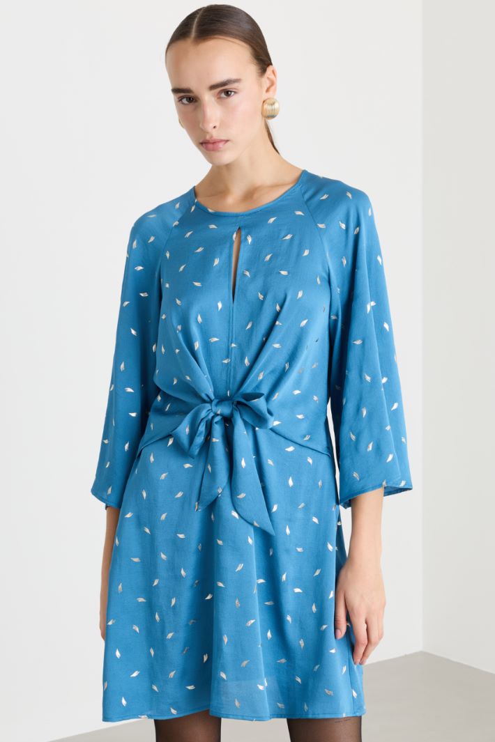 Abito fluido con fiocco in vita - AZZURRO - Fashion Market - 2