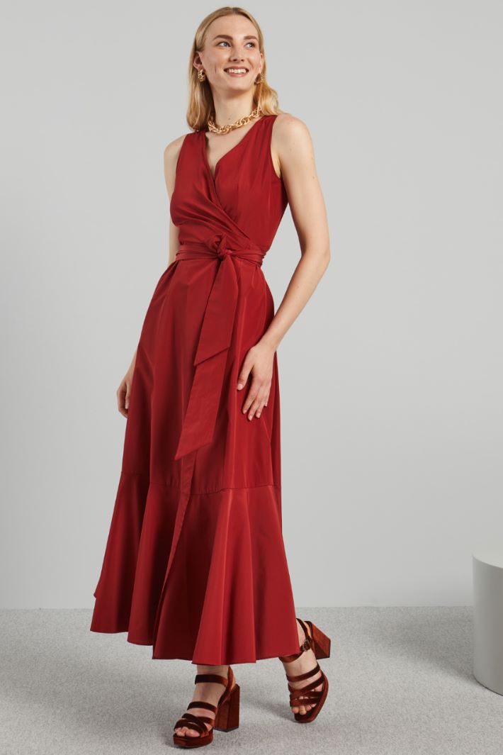 Abito lungo a portafoglio - ROSSO - Fashion Market - 2