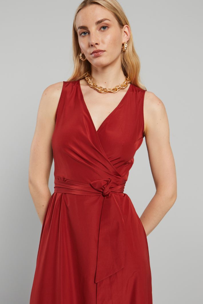 Abito lungo a portafoglio - ROSSO - Fashion Market - 3