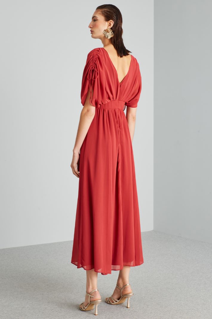 Abito lungo drappeggiato - ROSSO FRAGOLA - Fashion Market - 4