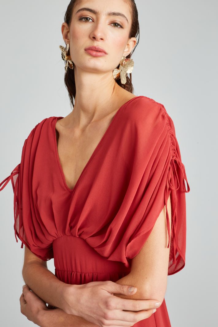 Abito lungo drappeggiato - ROSSO FRAGOLA - Fashion Market - 3