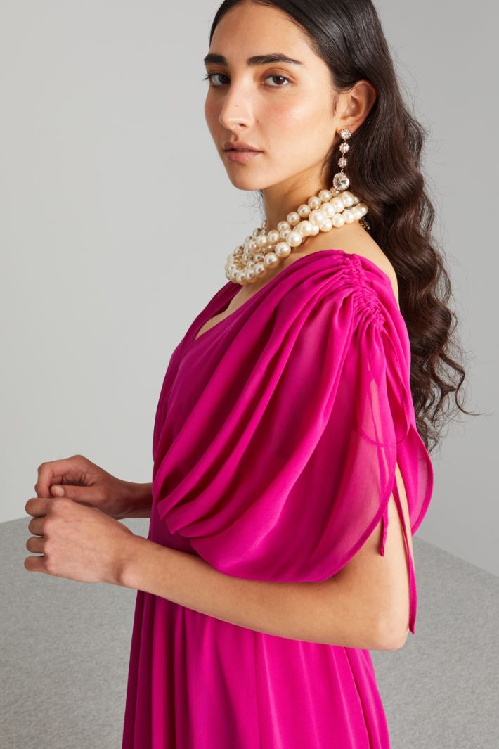 Abito lungo drappeggiato - FUXIA - Fashion Market - 3