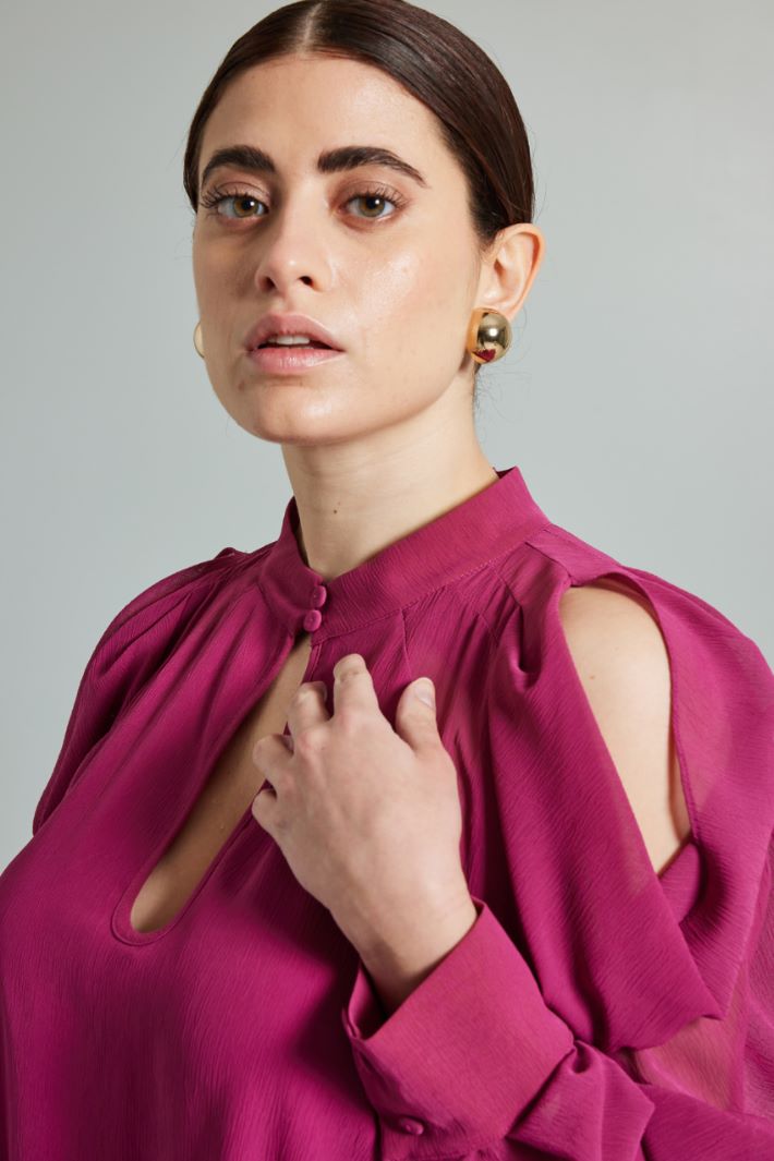 Abito con maniche drappeggiate - CICLAMINO - Fashion Market - 3