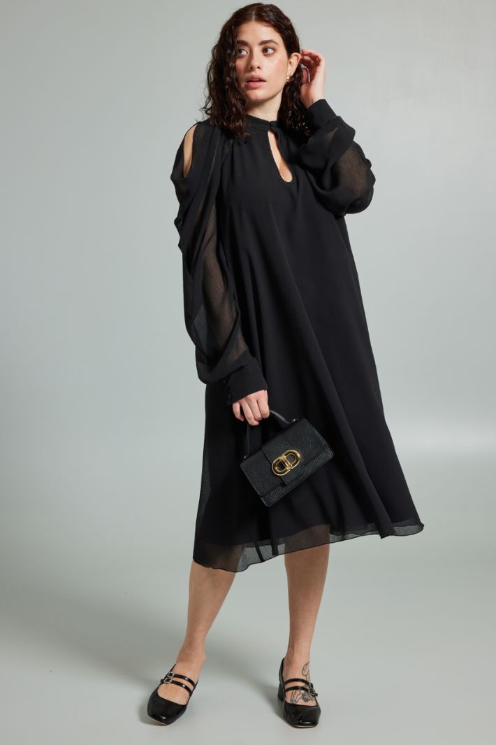 Abito con maniche drappeggiate - NERO - Fashion Market