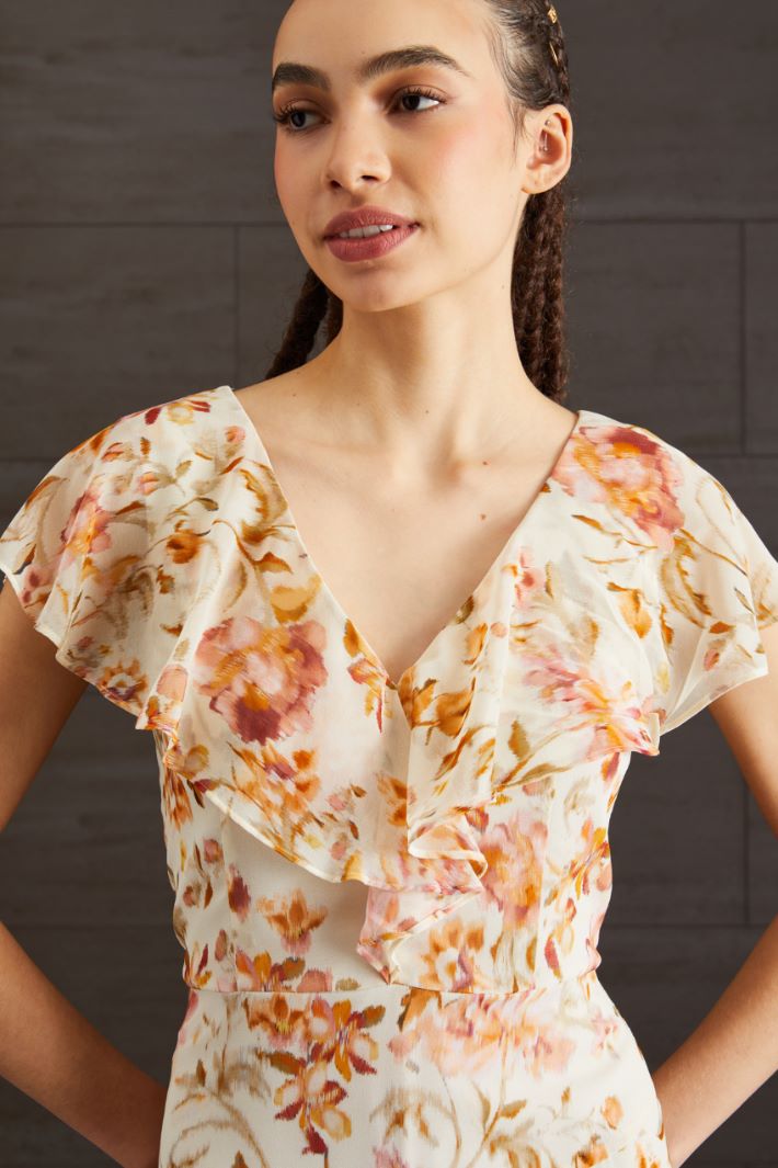 Abito in georgette - AVORIO ARANCIONE ROSA - Fashion Market - 2
