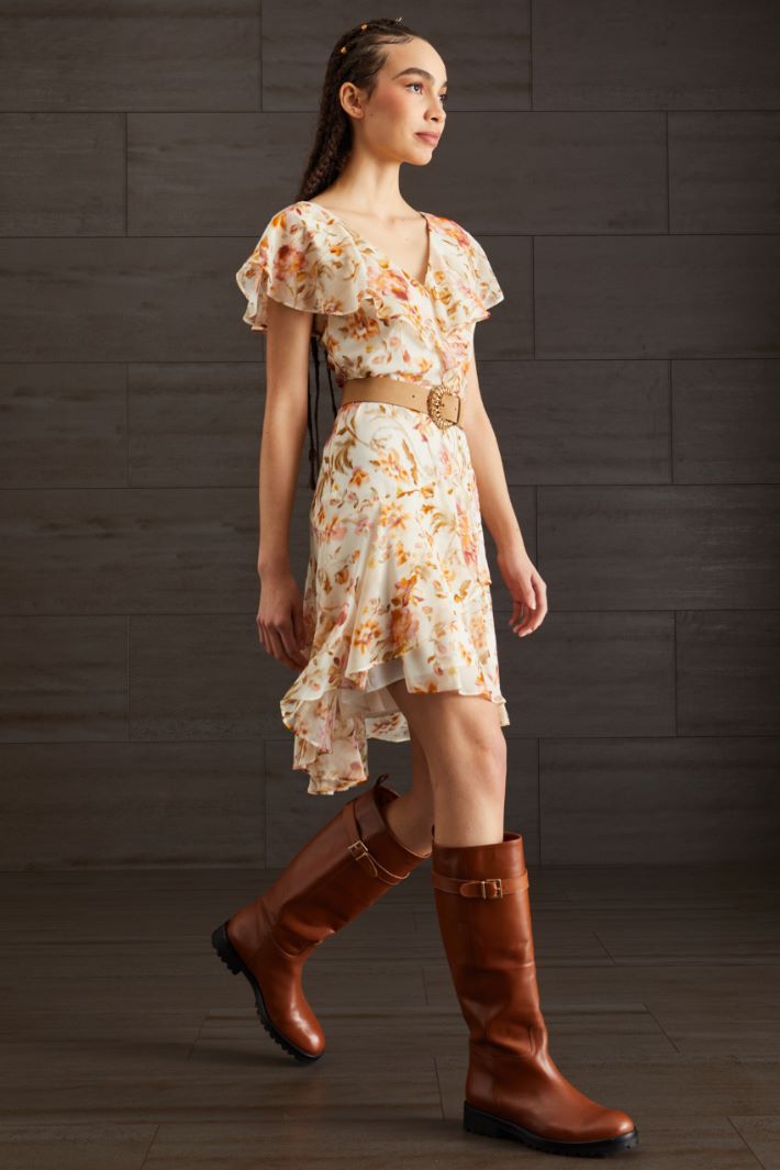 Abito in georgette - AVORIO ARANCIONE ROSA - Fashion Market - 3