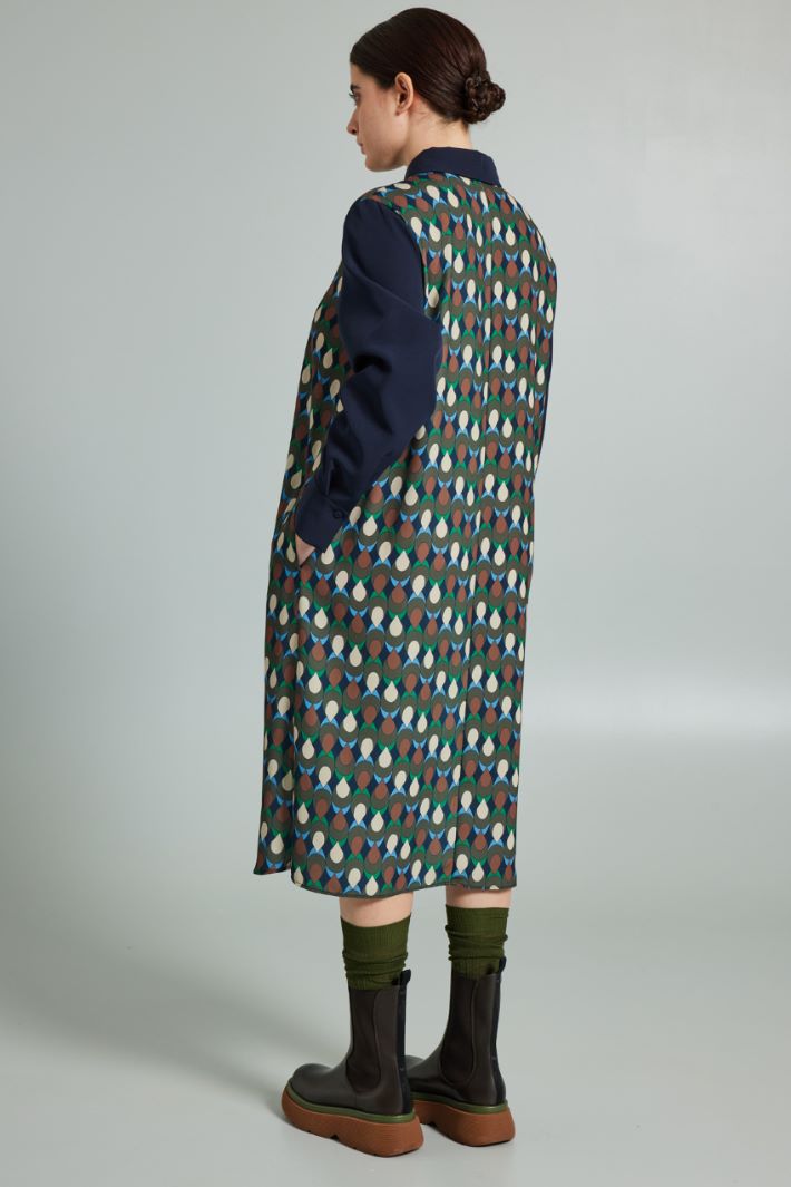 Abito in cady stampato - BLU NOTTE VERDE - Fashion Market - 4