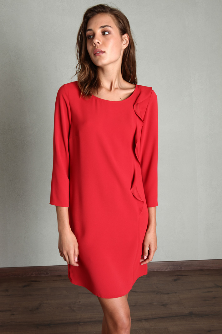 Abito a tunica con volant - ROSSO - Fashion Market - 4