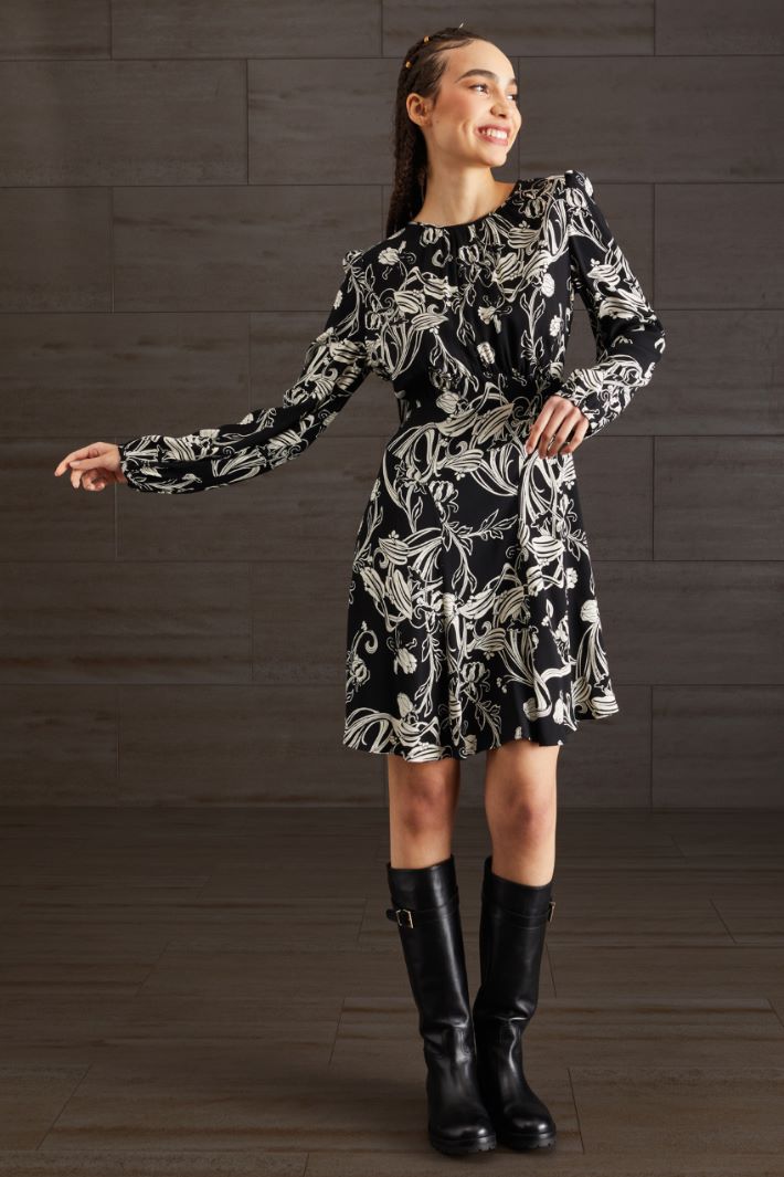 Abito in cady - NERO BIANCO - Fashion Market