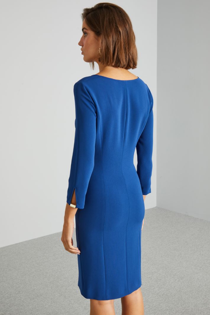 Abito a tubino con spacco - BLU - Fashion Market - 4