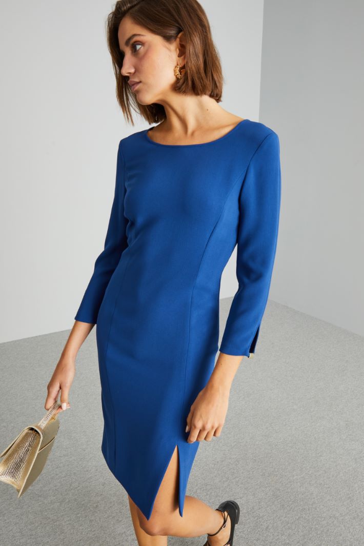 Abito a tubino con spacco - BLU - Fashion Market - 2