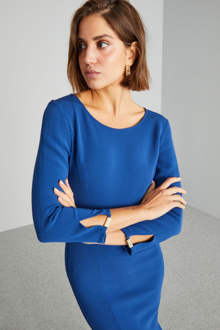 Abito a tubino con spacco - BLU - Fashion Market - 3