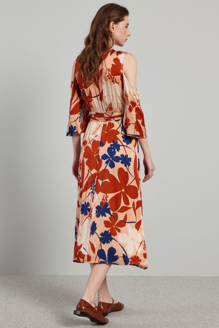 Abito con maniche a campana - ROSA TERRACOTTA BLU - Fashion Market - 4