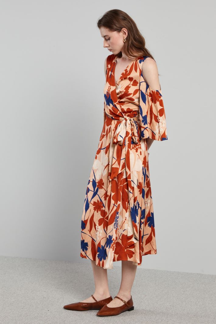 Abito con maniche a campana - ROSA TERRACOTTA BLU - Fashion Market - 2