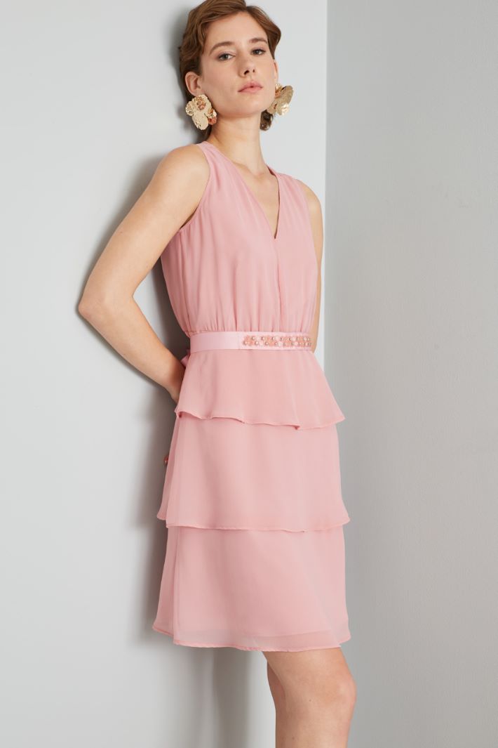 Abito a balze in georgette - ROSA - Fashion Market - 2