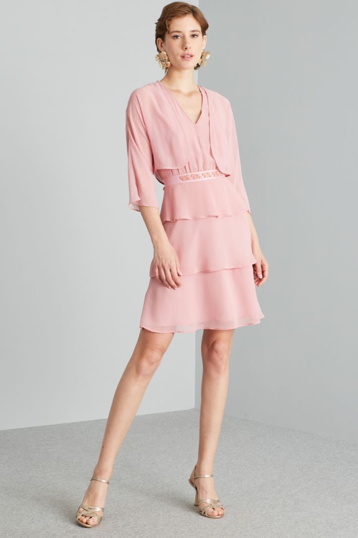 Abito a balze in georgette - ROSA - Fashion Market