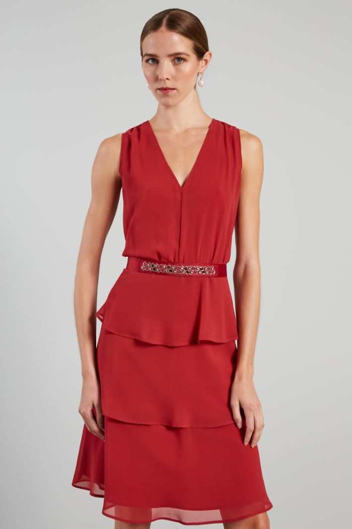 Abito a balze in georgette - FRAGOLA - Fashion Market - 2