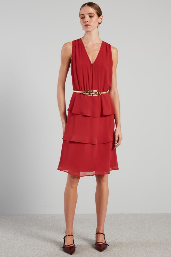 Abito a balze in georgette - FRAGOLA - Fashion Market