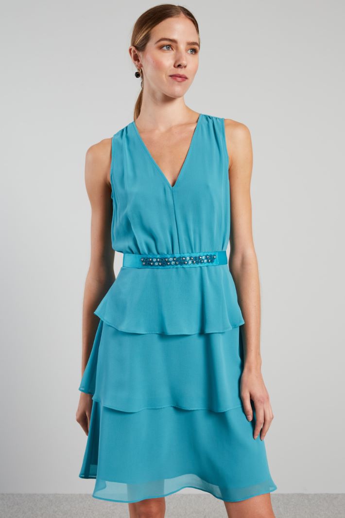 Abito a balze in georgette - ACQUA MARINA - Fashion Market - 2
