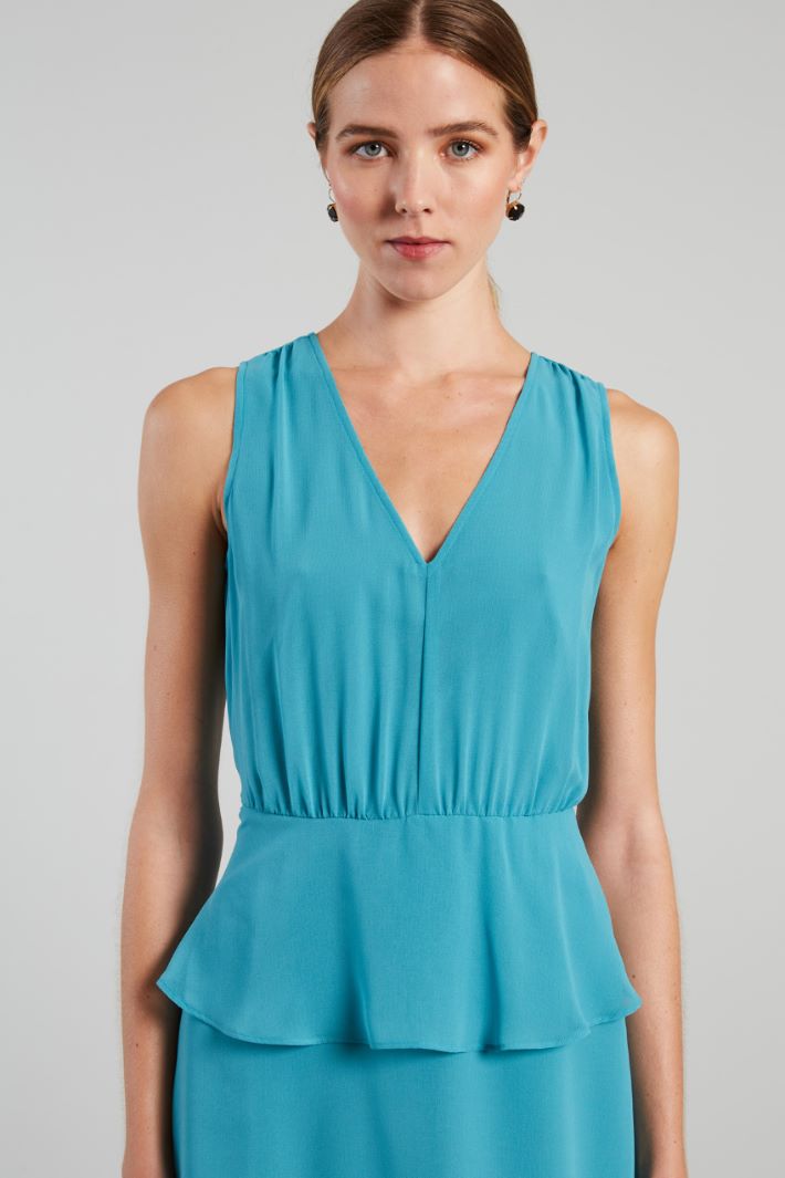 Abito a balze in georgette - ACQUA MARINA - Fashion Market - 3