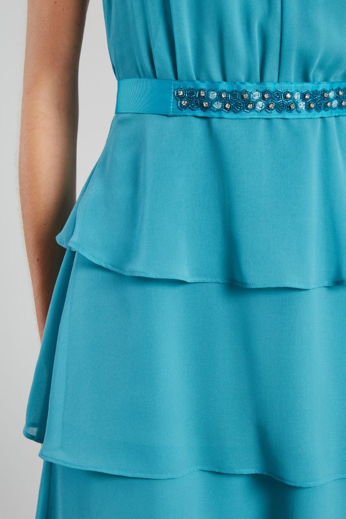 Abito a balze in georgette - ACQUA MARINA - Fashion Market - 4