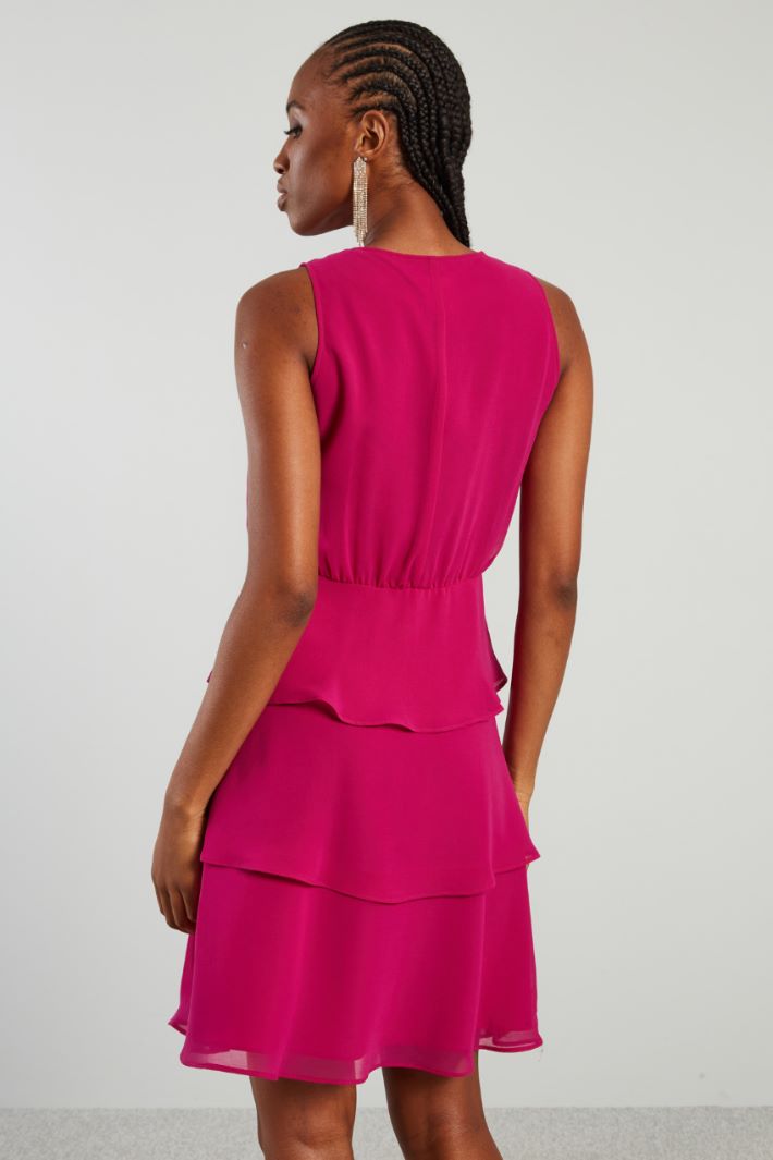 Abito a balze in georgette - FUXIA - Fashion Market - 4