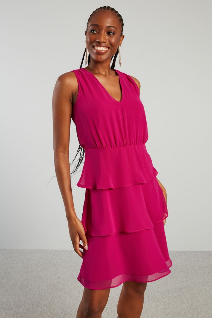 Abito a balze in georgette - FUXIA - Fashion Market - 2