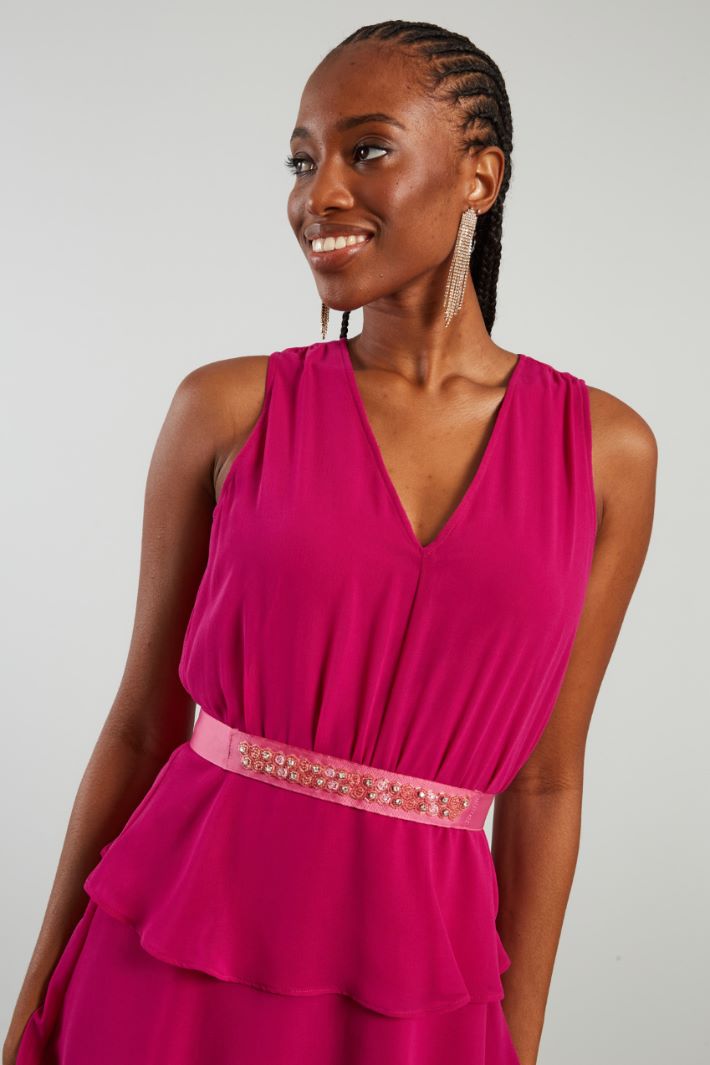 Abito a balze in georgette - FUXIA - Fashion Market - 3