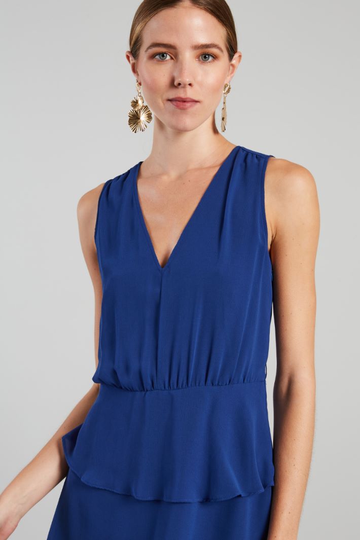 Abito a balze in georgette - BLU CHIARO - Fashion Market - 3