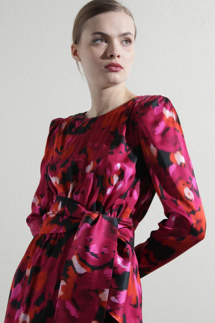 Abito corto in raso - FUXIA NERO - Fashion Market - 3