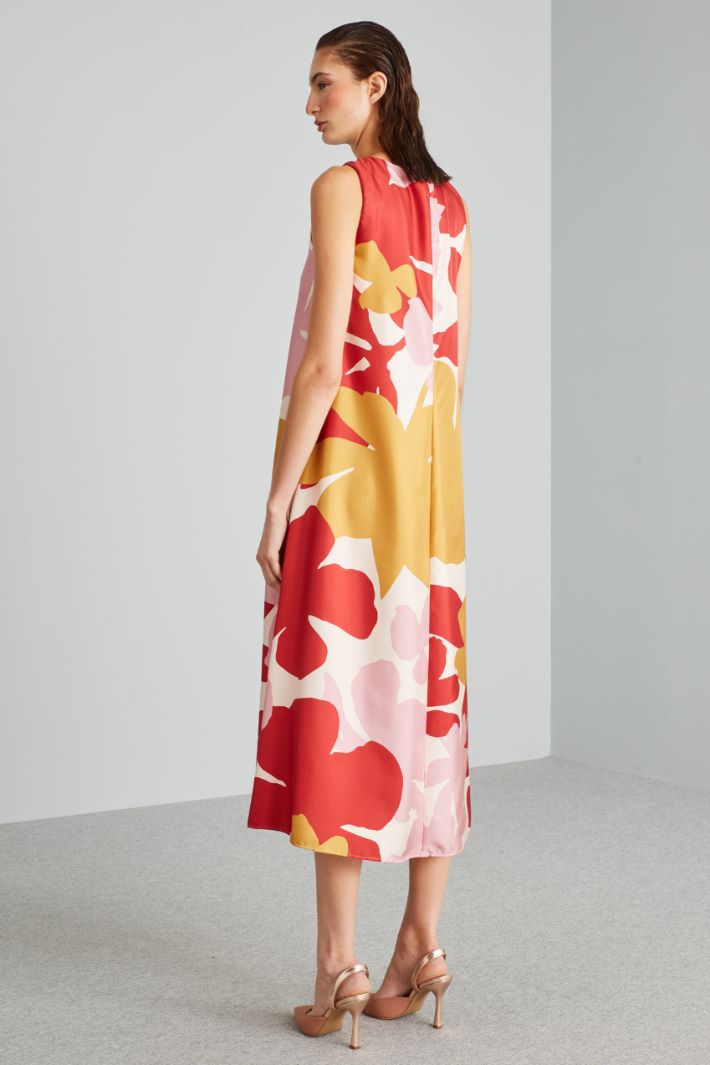 Abito svasato in twill di seta - ROSSO ROSA SENAPE - Fashion Market - 4