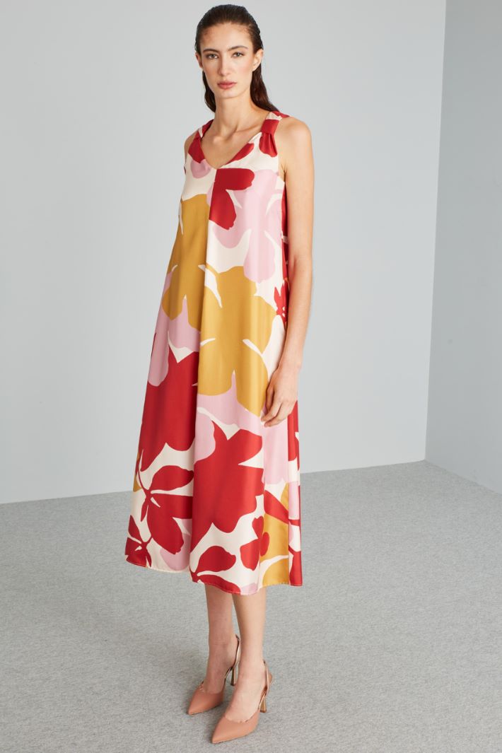 Abito svasato in twill di seta - ROSSO ROSA SENAPE - Fashion Market - 2