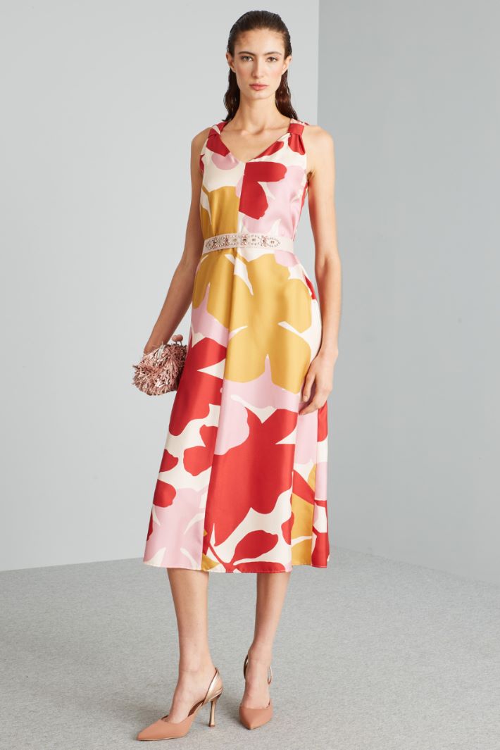 Abito svasato in twill di seta - ROSSO ROSA SENAPE - Fashion Market