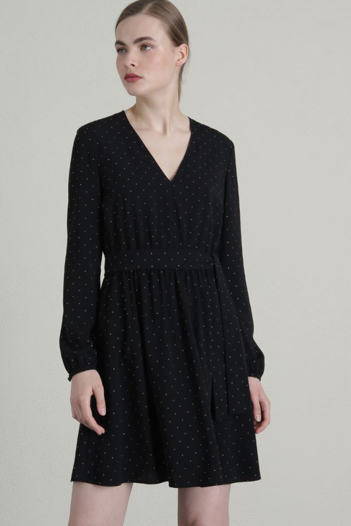 Abito in crepé con borchie - NERO - Fashion Market