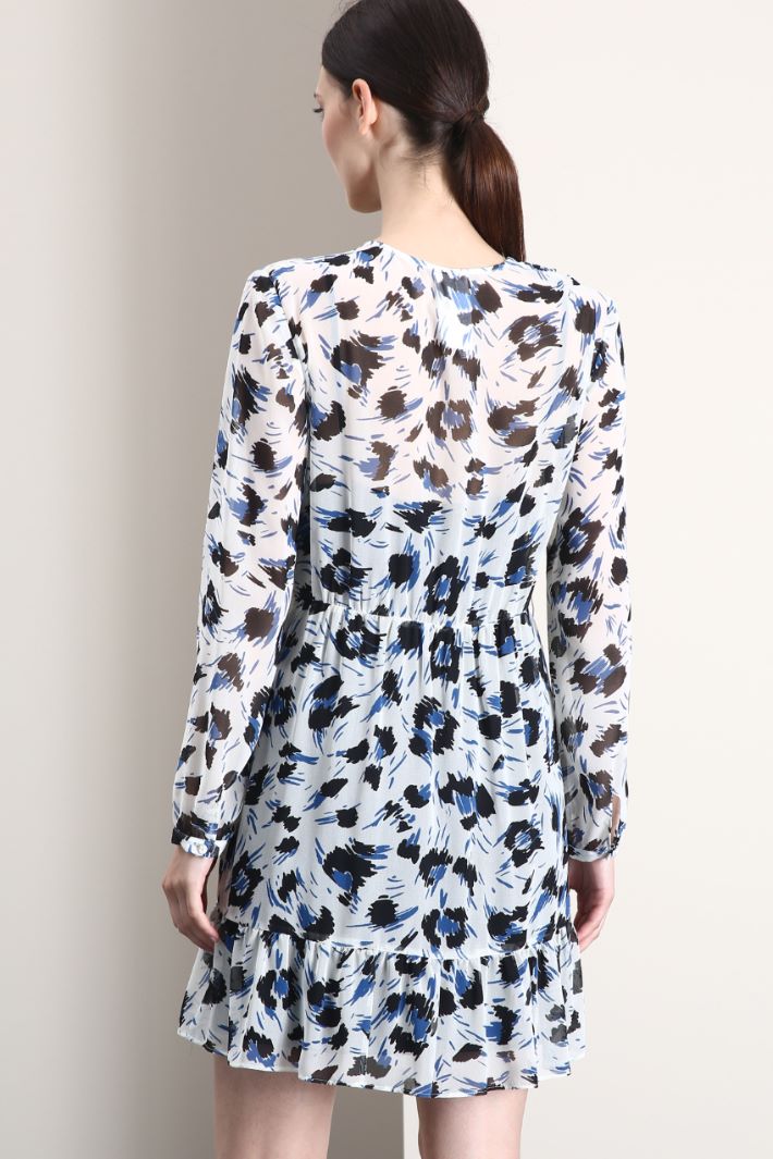 Abito in georgette a fantasia - BIANCO BLU - Fashion Market - 3
