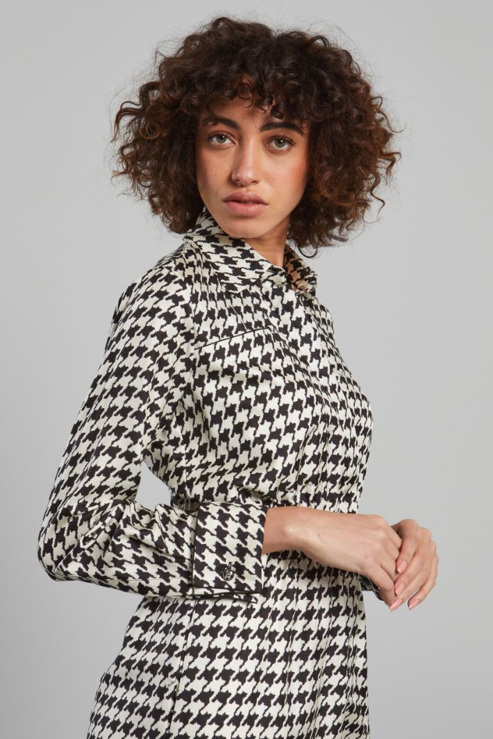 Chemisier con elastico in vita - BIANCO NERO - Fashion Market - 3