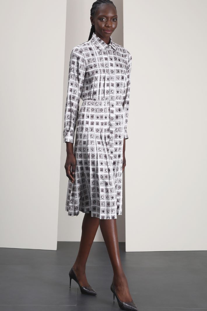 Abito in twill stampato - GRIGIO - Fashion Market