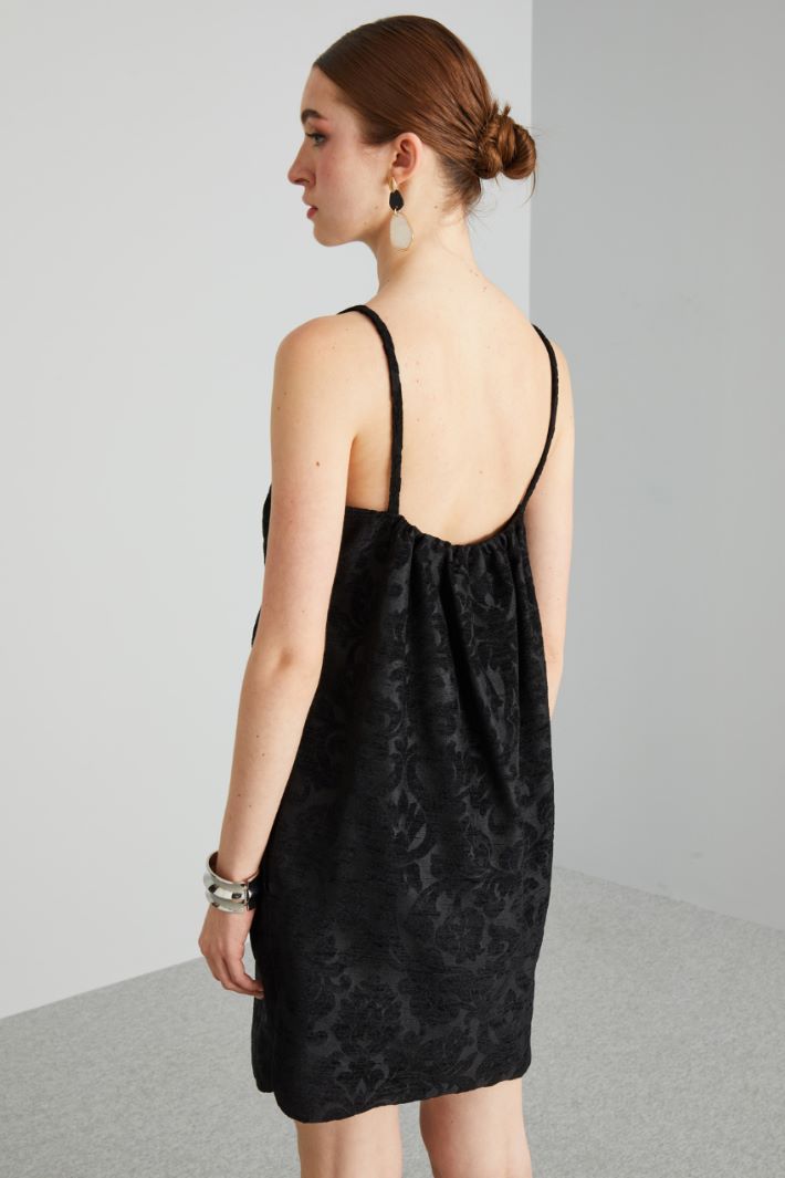 Abito corto in broccato - NERO - Fashion Market - 4