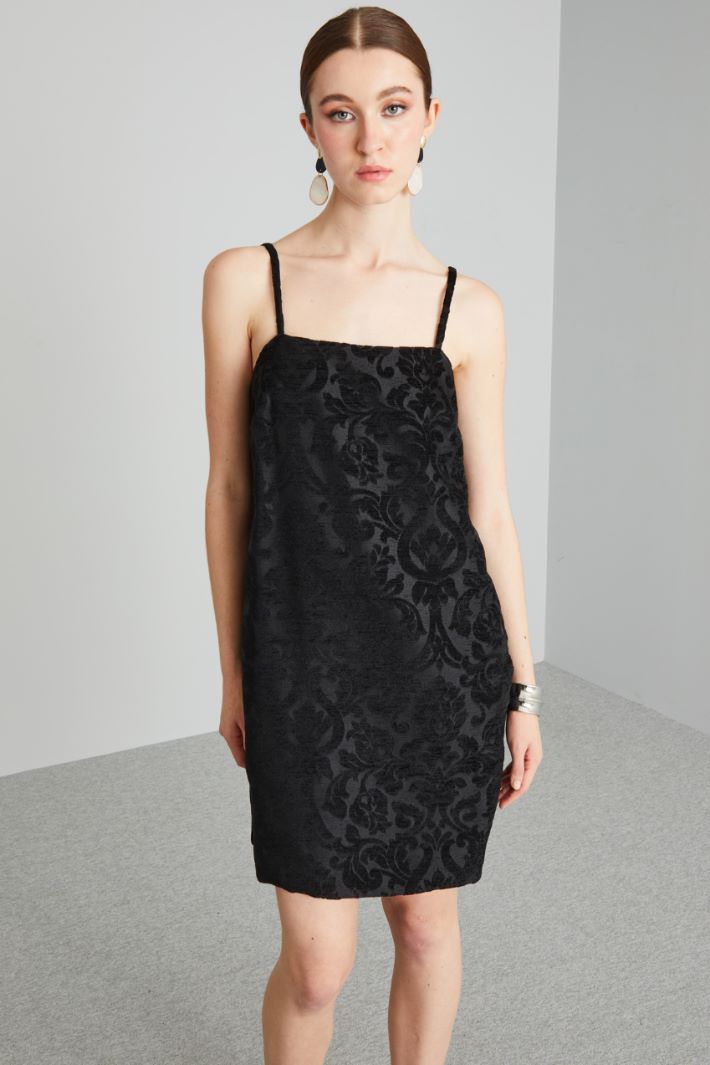 Abito corto in broccato - NERO - Fashion Market - 2