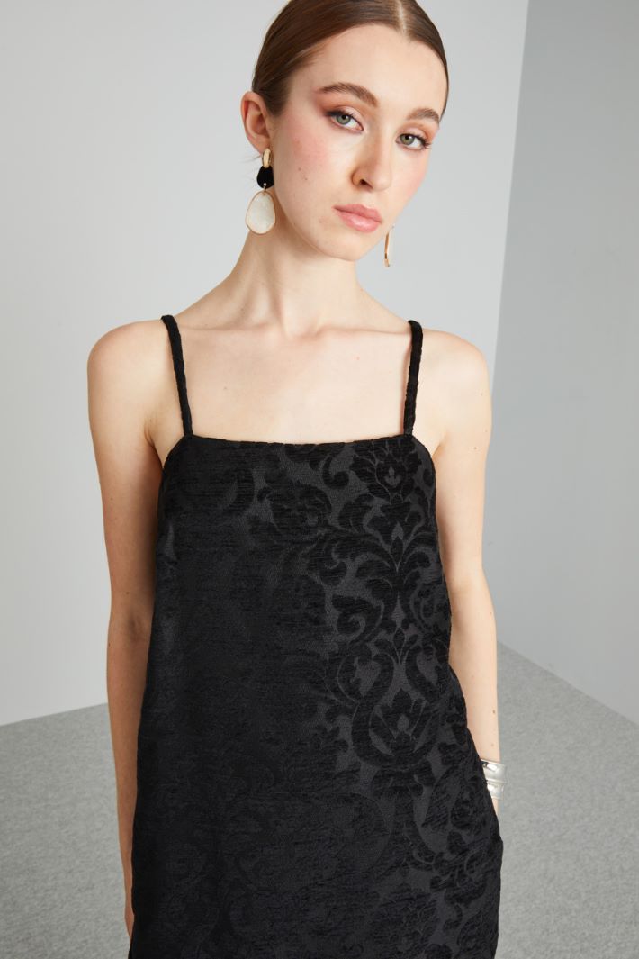 Abito corto in broccato - NERO - Fashion Market - 3